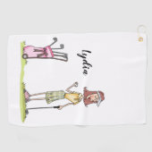 Gepersonaliseerde Woman Golfer Golfhanddoek (Horizontaal)