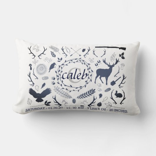 Gepersonaliseerde Woodland Baby Boy Nursery Birth Kussen (Voorkant)