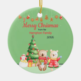 Gepersonaliseerde Woodland Christmas Keramisch Ornament