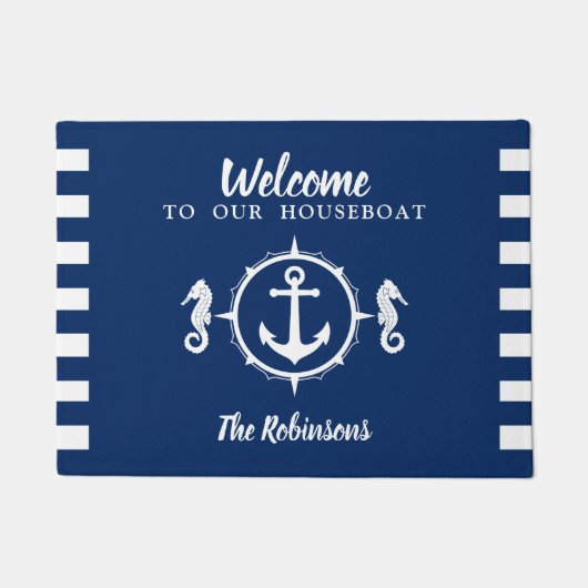 Gepersonaliseerde woonboot met zeepaardanker deurmat (Voorkant)