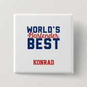 Gepersonaliseerde World's Best Bartender Vierkante Button 5,1 Cm (Voorkant)