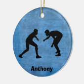 Gepersonaliseerde Wrestler Silhouettes kerst Keramisch Ornament (Links)