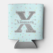 Gepersonaliseerde X Initiaal Silver Monogram Jouw  Blikjeskoeler (Voorkant)