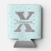 Gepersonaliseerde X Initiaal Silver Monogram Jouw  Blikjeskoeler (Achterkant)