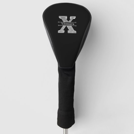 Gepersonaliseerde X Initiaal Silver Monogram Jouw  Golfheadcover (Voorkant)