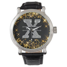 Gepersonaliseerde X Initiaal Silver Monogram Jouw Horloge