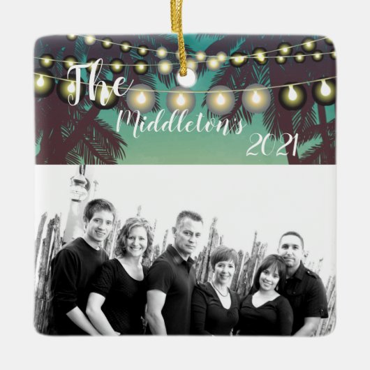 Gepersonaliseerde XMAS Ornament Beach Sunset Palm (Voorkant)