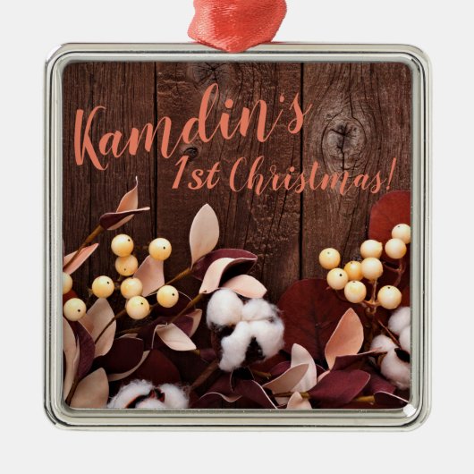 Gepersonaliseerde XMAS Ornament Cotton Branch op D (Voorkant)