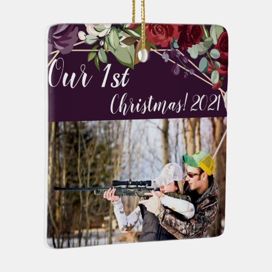 Gepersonaliseerde XMAS Ornament Plum Paarse Rozen (Rechts)