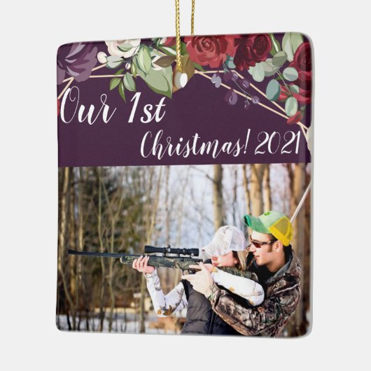 Gepersonaliseerde XMAS Ornament Plum Paarse Rozen (Links)