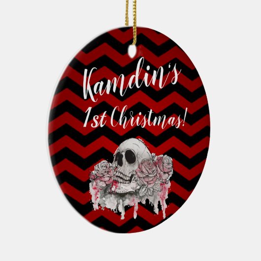 Gepersonaliseerde XMAS Ornament schedel Roos gothi (Rechts)