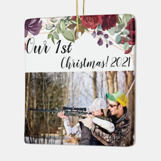 Gepersonaliseerde XMAS Ornament Witte Rozen Gouden (Links)