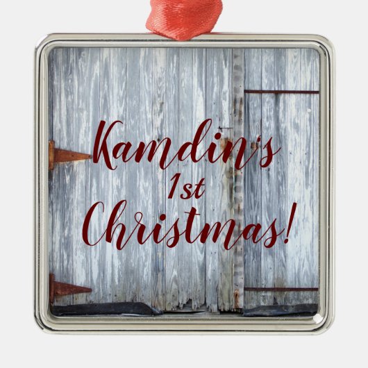 Gepersonaliseerde XMAS Ornament Witte Wash Wood Ba (Voorkant)