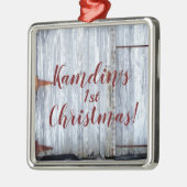 Gepersonaliseerde XMAS Ornament Witte Wash Wood Ba (Links)