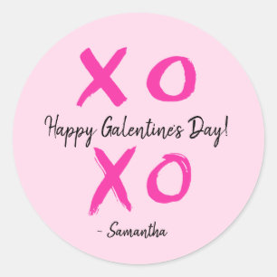 Gepersonaliseerde XOXO - Happy Galentine's Day Sch Ronde Sticker