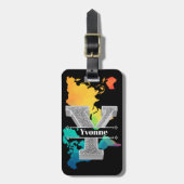 Gepersonaliseerde Y Initiaal Silver Monogram Jouw  Bagagelabel (Voorkant verticaal)