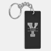 Gepersonaliseerde Y Initiaal Silver Monogram Jouw  Sleutelhanger (Voorkant Links)