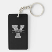 Gepersonaliseerde Y Initiaal Silver Monogram Jouw  Sleutelhanger (achterkant)
