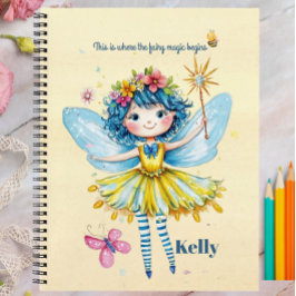 Gepersonaliseerde Yellow Fairy Notitieboek en tijd