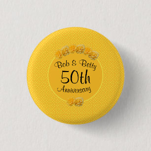 Gepersonaliseerde Yellow Rose 50e Jubileum Ronde Button 3,2 Cm
