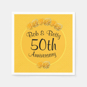 Gepersonaliseerde Yellow Rose 50e Jubileum Servet