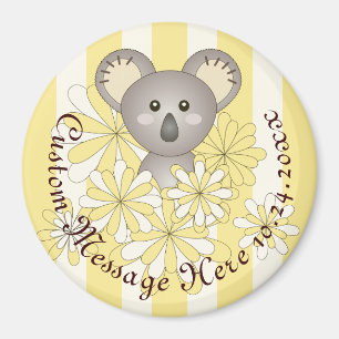 Gepersonaliseerde Yellow Stripe Baby Koala Party F Magneet