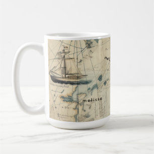 Gepersonaliseerde Yo Ho Nautische Kaart Koffiemok