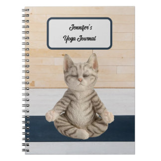 Gepersonaliseerde Yoga Cat Journal Notitieboek