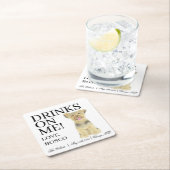 Gepersonaliseerde Yorkie Yorkshire Terrier bruilof Vierkante Kartonnen Onderzetter (Insitu)