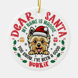 Gepersonaliseerde Yorkshire Terrier Hond Kerstboom Keramisch Ornament