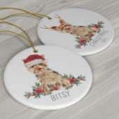 Gepersonaliseerde Yorkshire Terrier Kerstmis Keramisch Ornament