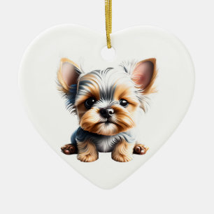 Gepersonaliseerde Yorkshire Terrier Puppy Keramisch Ornament