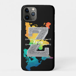 Gepersonaliseerde Z Initiaal Silver Monogram Jouw  iPhone 11 Pro Hoesje