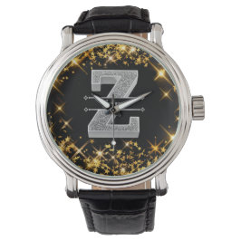 Gepersonaliseerde Z Initiaal Silver Monogram Jouw  Horloge