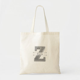 Gepersonaliseerde Z Initiaal Silver Monogram Jouw  Tote Bag