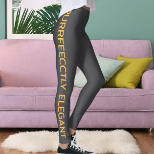 Gepersonaliseerde Zacht Goud Donker Grijs Tekst Le Leggings