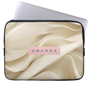 Gepersonaliseerde Zachte Crème Abstracte Minimale Laptop Sleeve