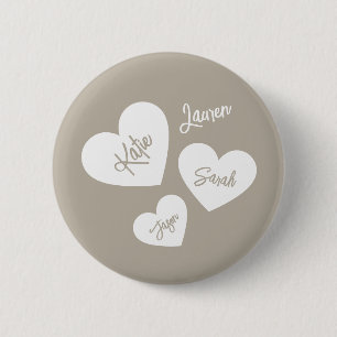 Gepersonaliseerde zachte fluisterbeige moeders har ronde button 5,7 cm