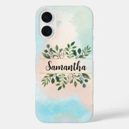 Gepersonaliseerde zachte pastel esthetische blader iPhone 16 hoesje