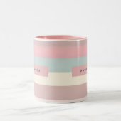 Gepersonaliseerde zachte pastel regenboog strepen tweekleurige koffiemok (Center)