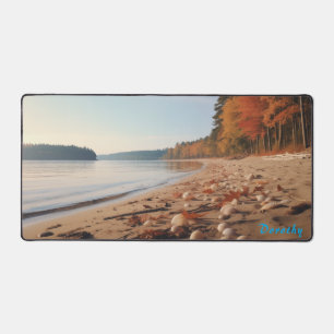 Gepersonaliseerde zandstrand met bomen Desk Mat