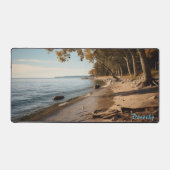 Gepersonaliseerde zandstrand met bomen Desk Mat (Voorkant)