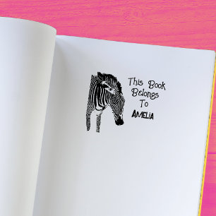 Gepersonaliseerde Zebra Dit Boek Behoort Rubberstempel
