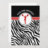Gepersonaliseerde Zebra Print Cheer of Pom in het  Kaart (Voorkant / Achterkant)