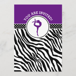 Gepersonaliseerde Zebra Print Gymnastiek in Paarse Kaart