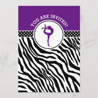 Gepersonaliseerde Zebra Print Gymnastiek in Paarse Kaart