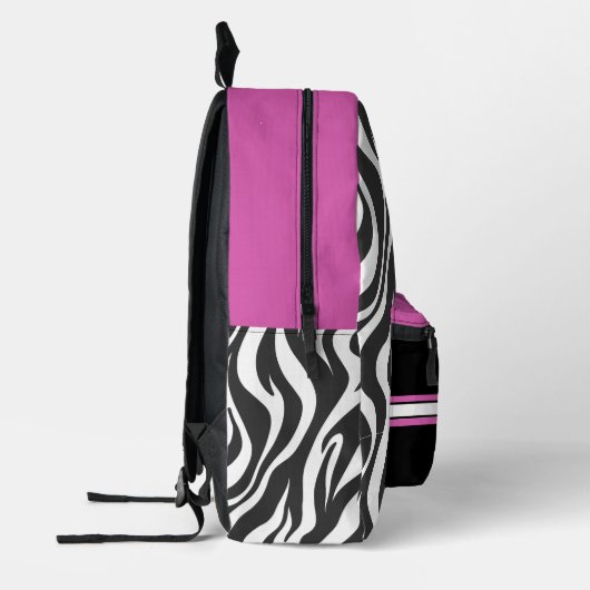 Gepersonaliseerde Zebra Print & Hot Pink Bedrukte Rugzak (Links)