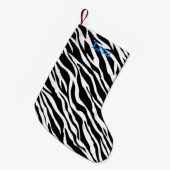 Gepersonaliseerde Zebra Print Kerstkous Kleine Kerstsok (Voorkant (Hangend))