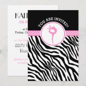 Gepersonaliseerde Zebra Print Turnen in Roze Kaart (Voorkant / Achterkant)