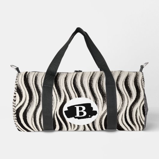 Gepersonaliseerde Zebra Stripe Print Kleine Duffel Plunjezak (Voorkant)